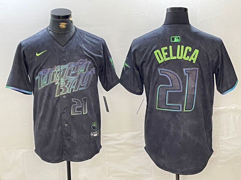 Men Tampa Bay Rays 21 Deluca Black City Edition Nike 2024 MLB Jersey style 6